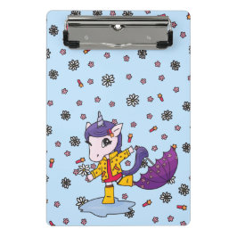 Mini Prancheta Unicórnio Floral Simples, Cute e Azul