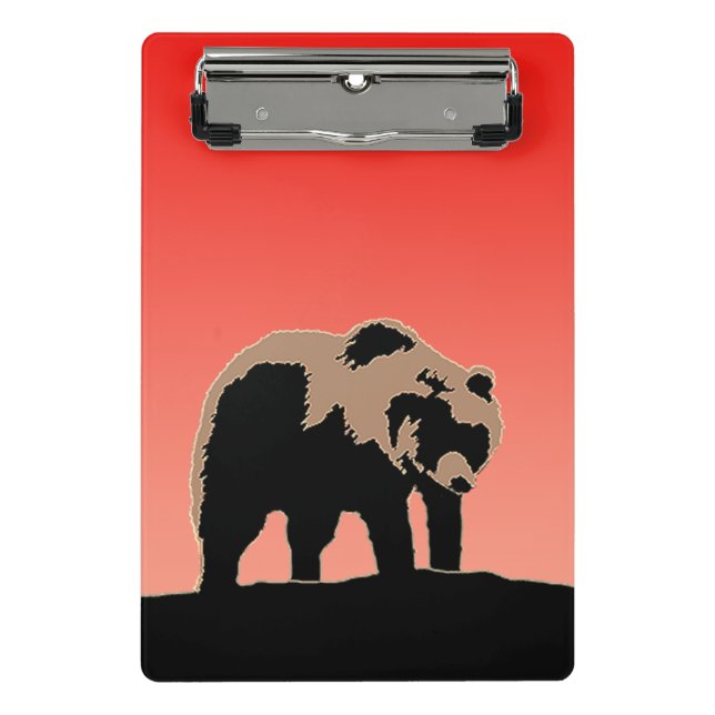 Mini Prancheta Urso Grizzly no Sunset - Arte Original sobre Vida  (Frente)