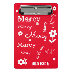 Mini Prancheta Vermelho com flores brancas, miniárea de transfer