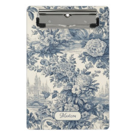 Mini Prancheta Vintage chic Blue toile de jouy monograma