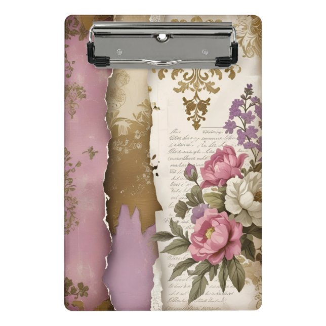 Mini Prancheta Vintage Floral - Mini Clipboard (Frente)
