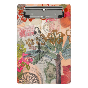 Mini Prancheta Vintage Flowers Hula Colorful Hawaiian Tropical