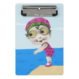 Mini Prancheta Vintage Girl Swimmer - Traje De Banho Rosa