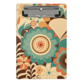 Mini Prancheta Vintage retro design floral castanho-verde