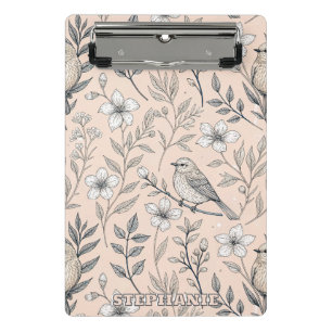 Mini Prancheta Vintage Sakura Cherry Blossom & Bird Aestética 3