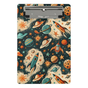 Mini Prancheta Vintage Spacecraft Rocket ships Pattern - Cosmos(6