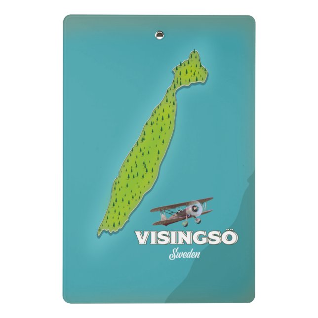 Mini Prancheta Visingsö Suécia mapa antigo pôster de viagem. (Verso)