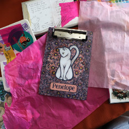 Mini Prancheta White Cat Mauve Daisies