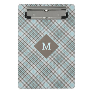 Mini Prancheta Xadrez Monograma Personalizada / Padrão Tartan