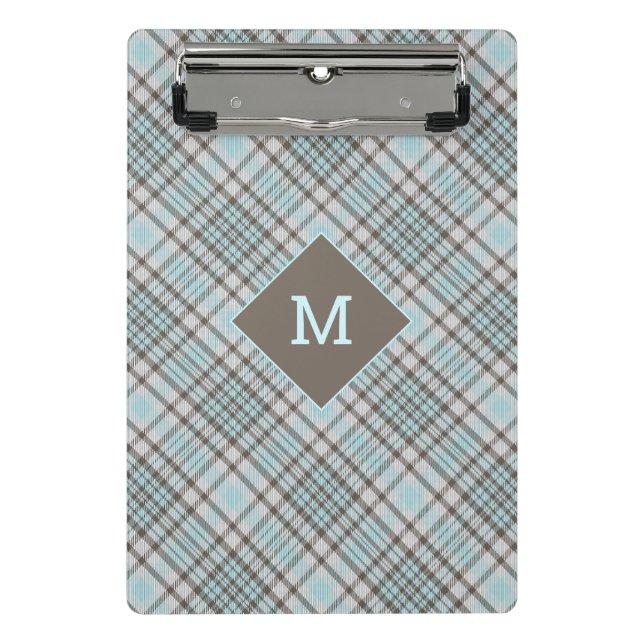 Mini Prancheta Xadrez Monograma Personalizada / Padrão Tartan (Frente)