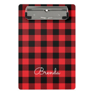 Mini Prancheta Xadrez Vermelho e Preto Moderno de Búfalo