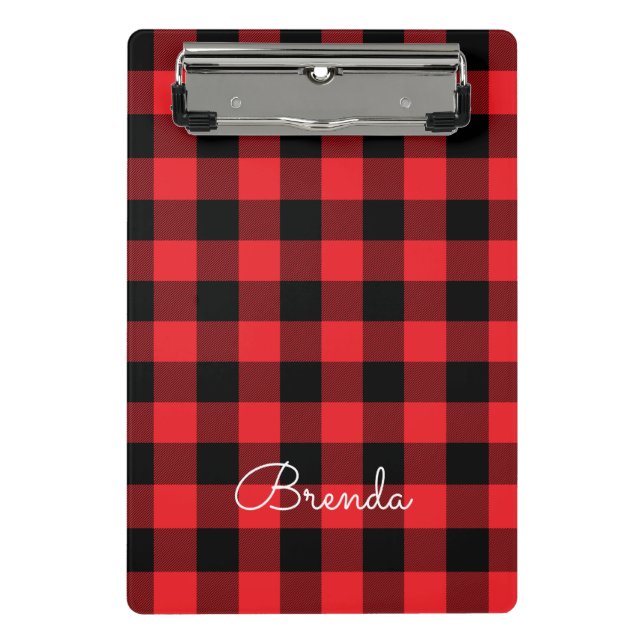 Mini Prancheta Xadrez Vermelho e Preto Moderno de Búfalo (Frente)