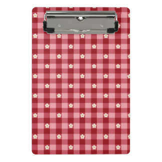 Mini Prancheta Xadrez Vermelho Rosa com Padrão Floral de Margarid