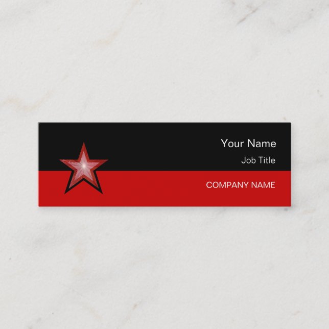 Mini Red Star cartão de visita preto (Frente)