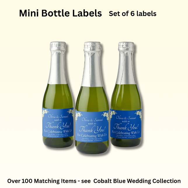 Mini Rótulos de Garrafas de Vinho Espumante, Azul  (Criador carregado)