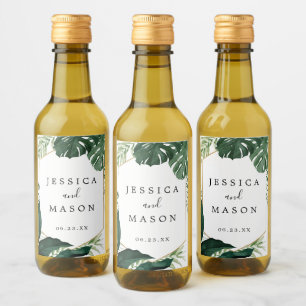 Mini Rótulos De Vinho De Casamento De Monstera Tr