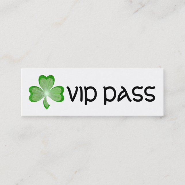 Mini Shamrock White 'VIP PASS' - magra cartão de visita (Frente)