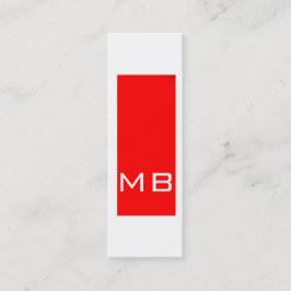 Mini Simples Monograma Cartão de visita vermelho esfola