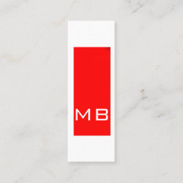 Mini Simples Monograma Cartão de visita vermelho esfola