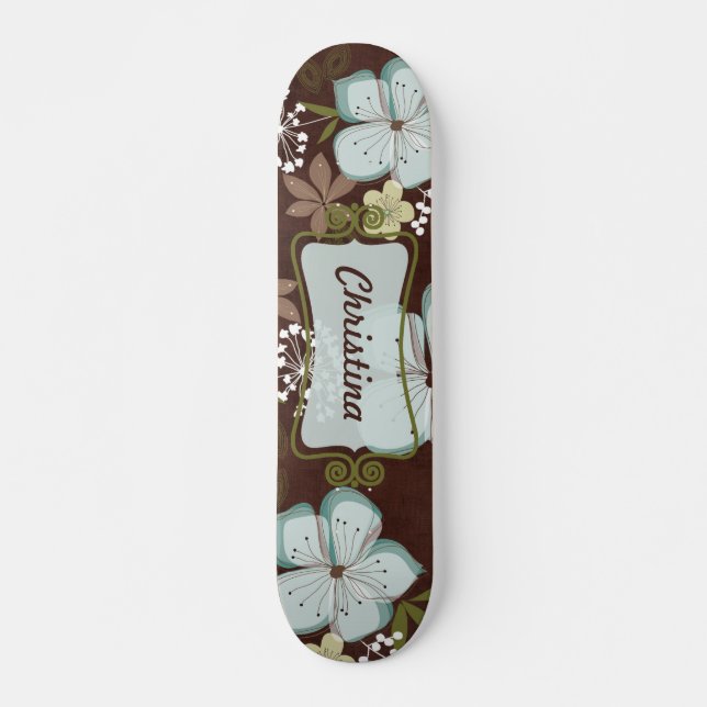Mini Skateboard Flores Azuis Havaianos (Frente)