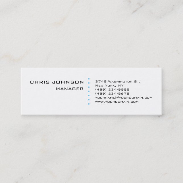 Mini Skinny White Blue Points Manager Cartão de visita (Frente)