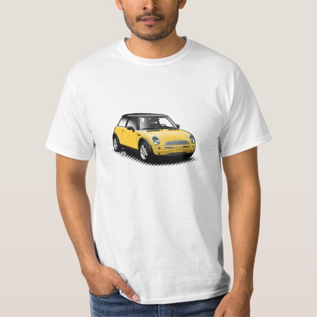 Mini t-shirt moderno amarelo do carro (Frente)
