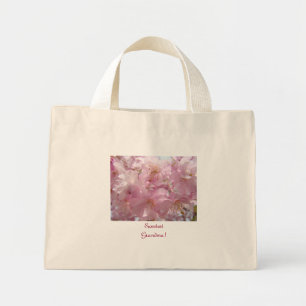 Mini Vovó mais doce! Bolsa tote de flores cor-de-rosa p