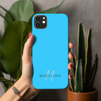 Minialista Azul Aqua Monograma Com Nome