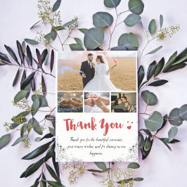 Miniamalista Branco e Vermelho Obrigado Cartão de 