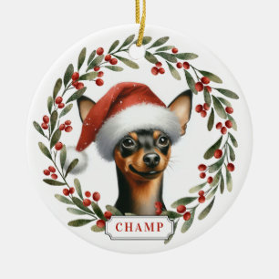 Miniatura Pinscher Círculo de Cerâmica Enfeite