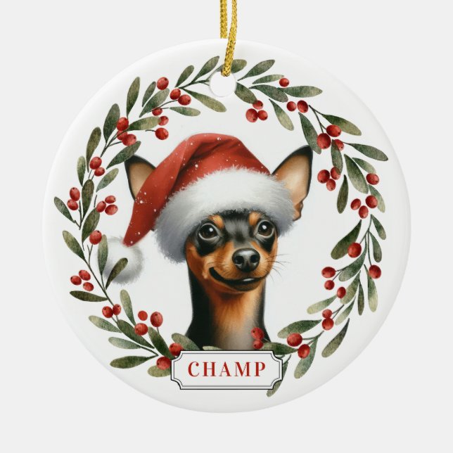 Miniatura Pinscher Círculo de Cerâmica Enfeite (Frente)