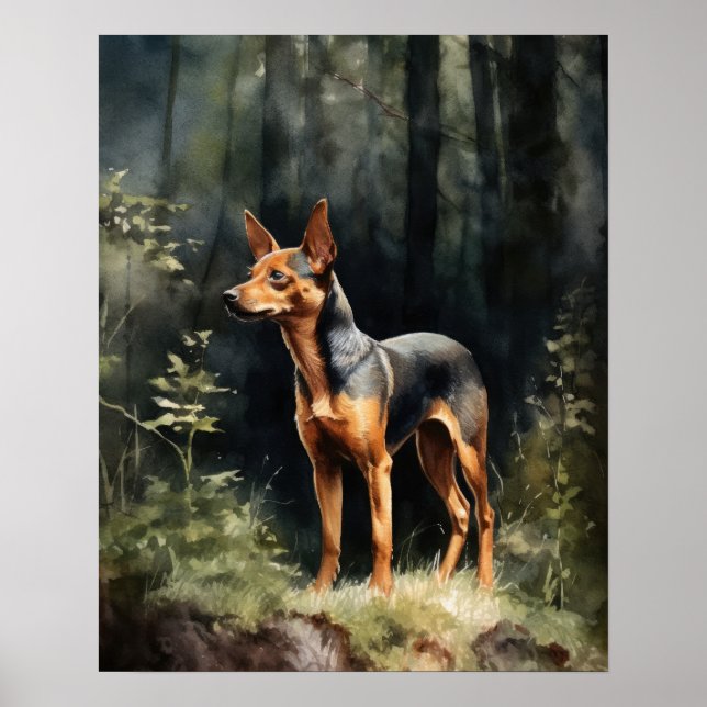 Miniatura Pinscher Dog Art Impressão (Frente)