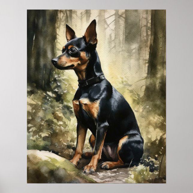 Miniatura Pinscher Dog Art Impressão (Frente)