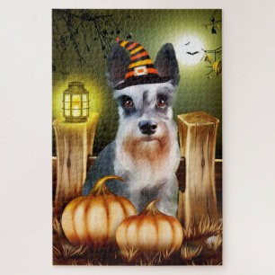 Miniatura Quebra-cabeça de Halloween do Schnauzer.