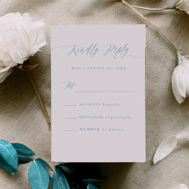 Minimal Aqua Blue RSVP Calligraphy Response Card