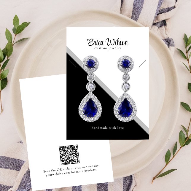 Minimal Black White Necklace Earring Display Card (Criador carregado)