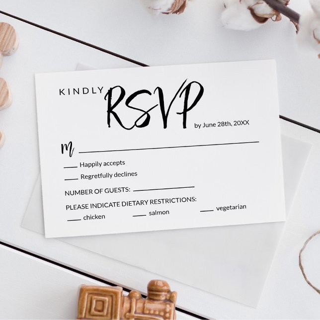 Minimal Brush Calligraphy Wedding RSVP Card (Criador carregado)
