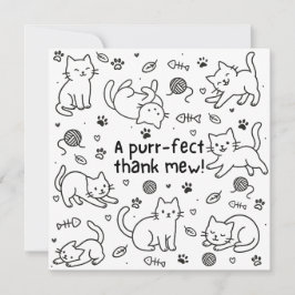 Minimal Cat Doodle Thank You Card