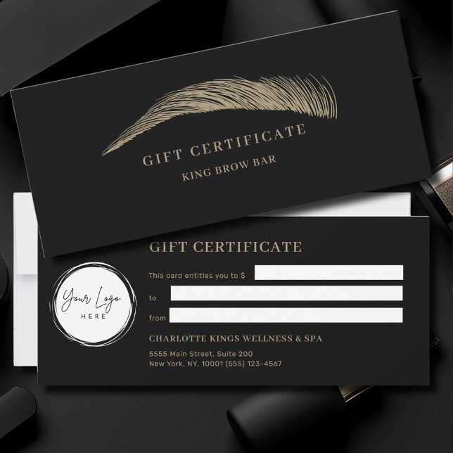 Minimal Eyebrow Black Logo Gift Certificate (Criador carregado)