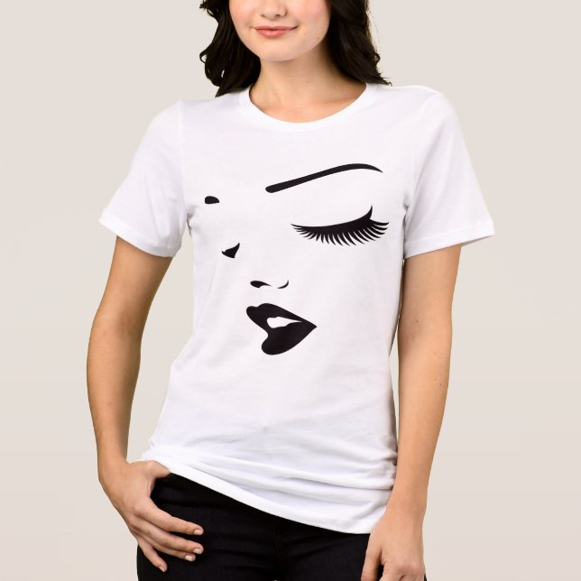 Minimal Face Line Art Women’s T-Shirt (Frente)