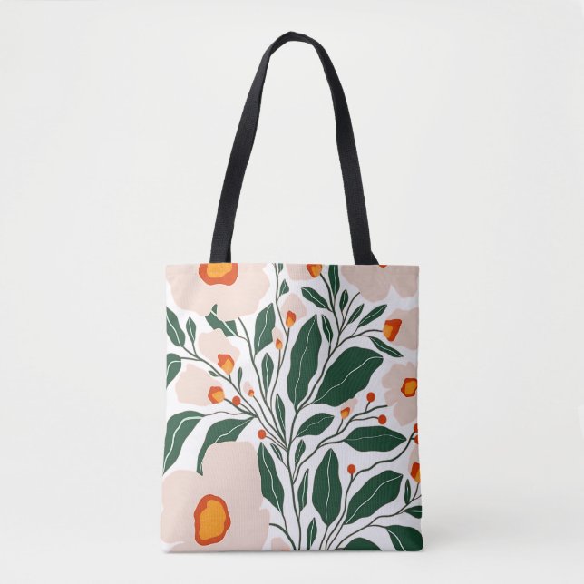 Minimal Floral Botanical Pattern Tote Bag (Frente)