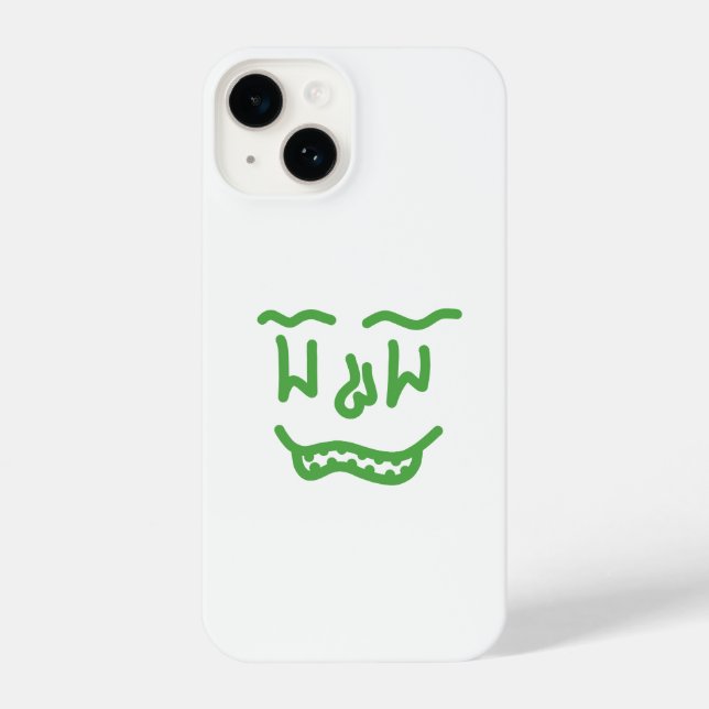 Minimal Green Doodle Face iPhone Case – Modern Art (Verso)