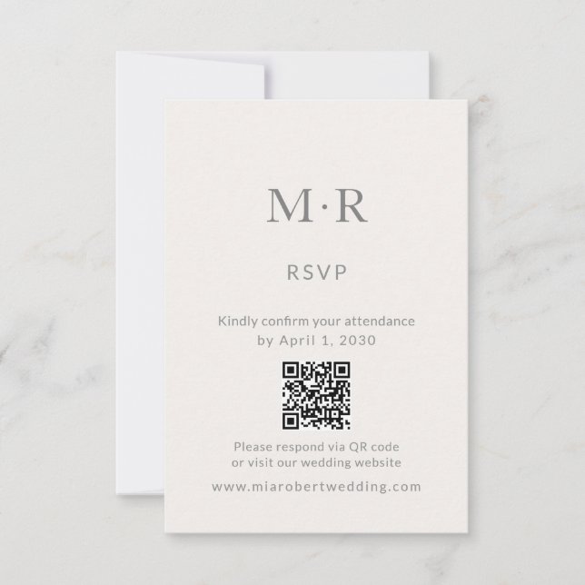 Minimal Intimate Wedding RSVP Card with QR Code (Frente)