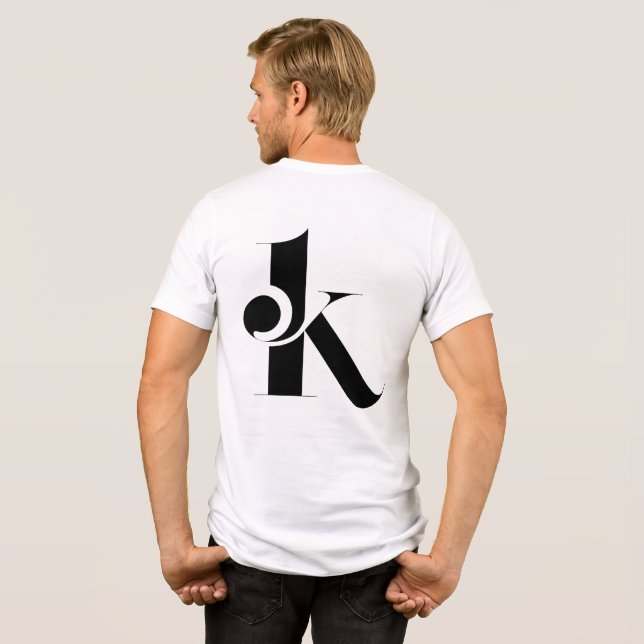 Minimal Letter K Modern T-Shirt | Stylish Black Lo (Verso completo)