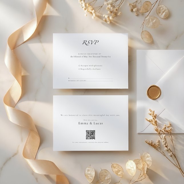 Minimal Luxury | Modern RSVP Card with QR Code (Criador carregado)