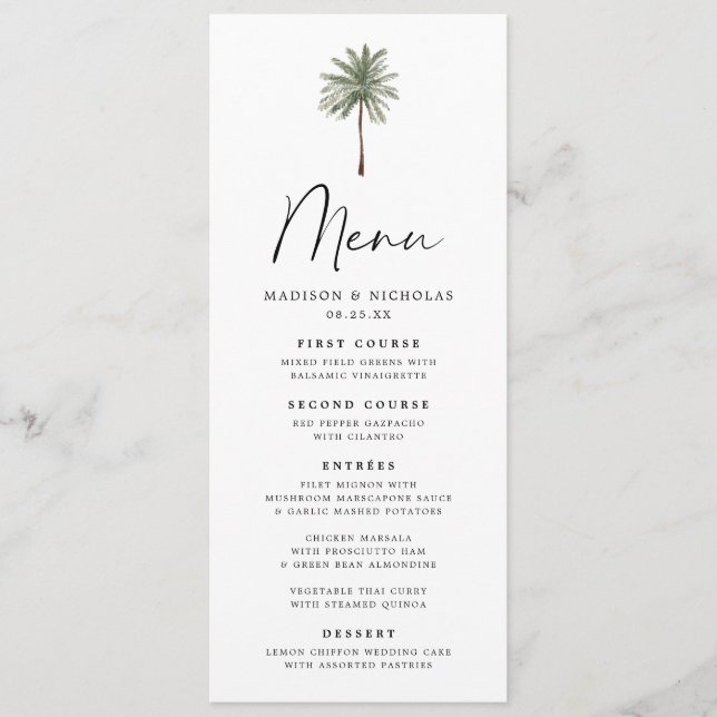 Minimal Palm Wedding Menu (Frente)