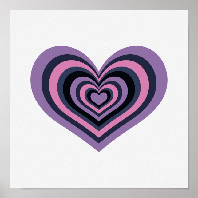 Minimal Retro Heart Wall Art Poster (Frente)