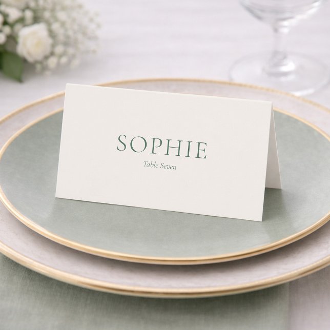 Minimal Sage Green Wedding Place Card (Criador carregado)