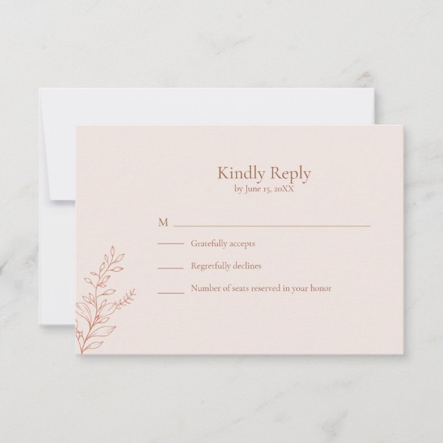 Minimal Terracotta Botanical RSVP Card (Frente)