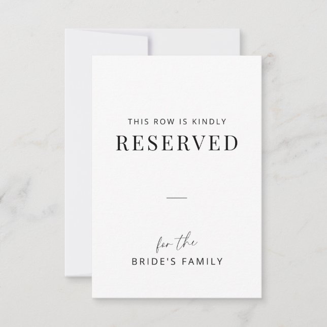 Minimal Wedding Family Reserved Row Tag (Frente)